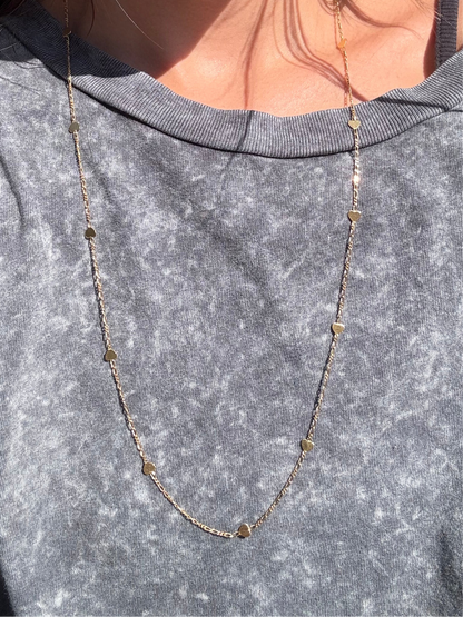 14K Long Heart Chain