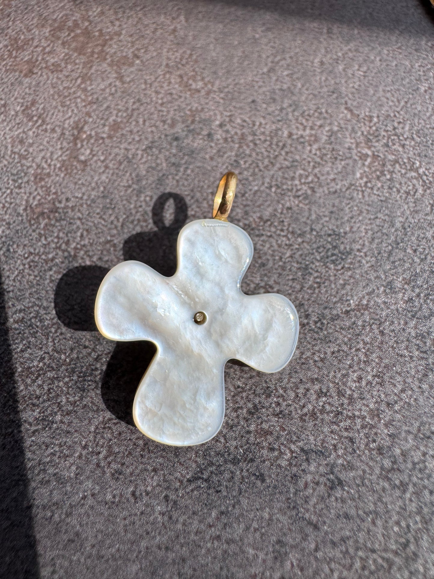 18k Mother of Pearl Cross with Tourmaline