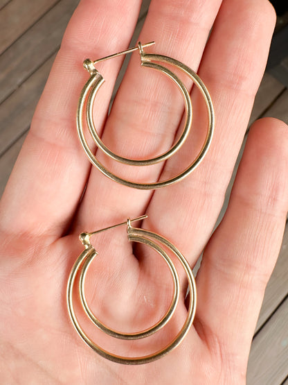 14k Double Layer Hoops