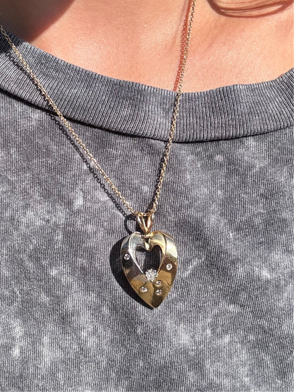 14k Heart Pendant with Heart Diamond