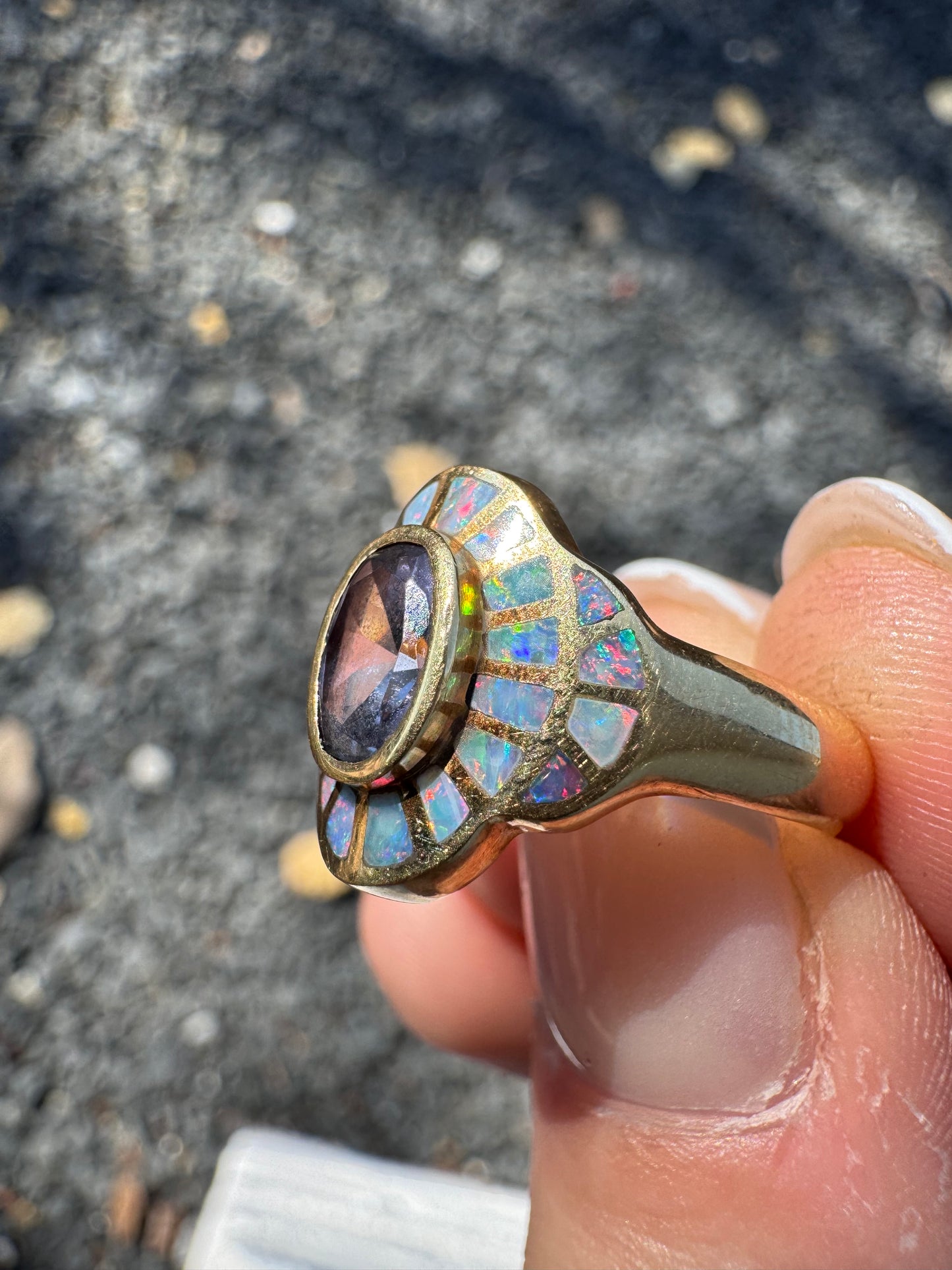 18k Tanzanite Ring with Opals