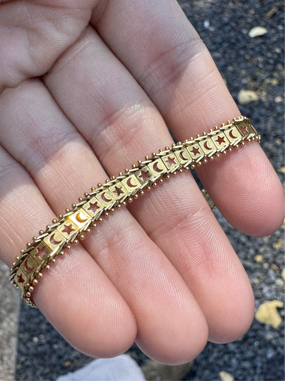 14k star and moon cutout bracelet