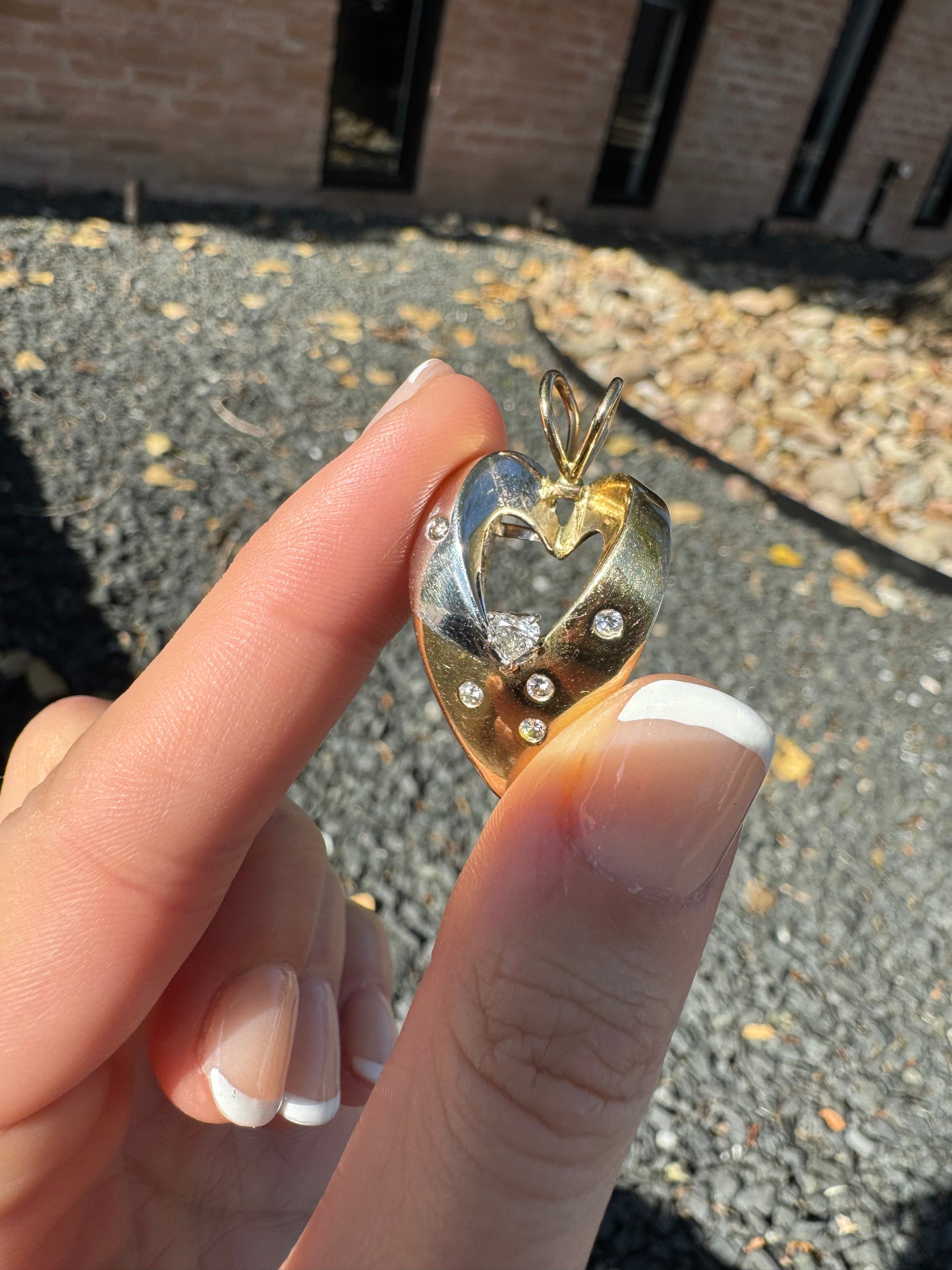 14k Heart Pendant with Heart Diamond