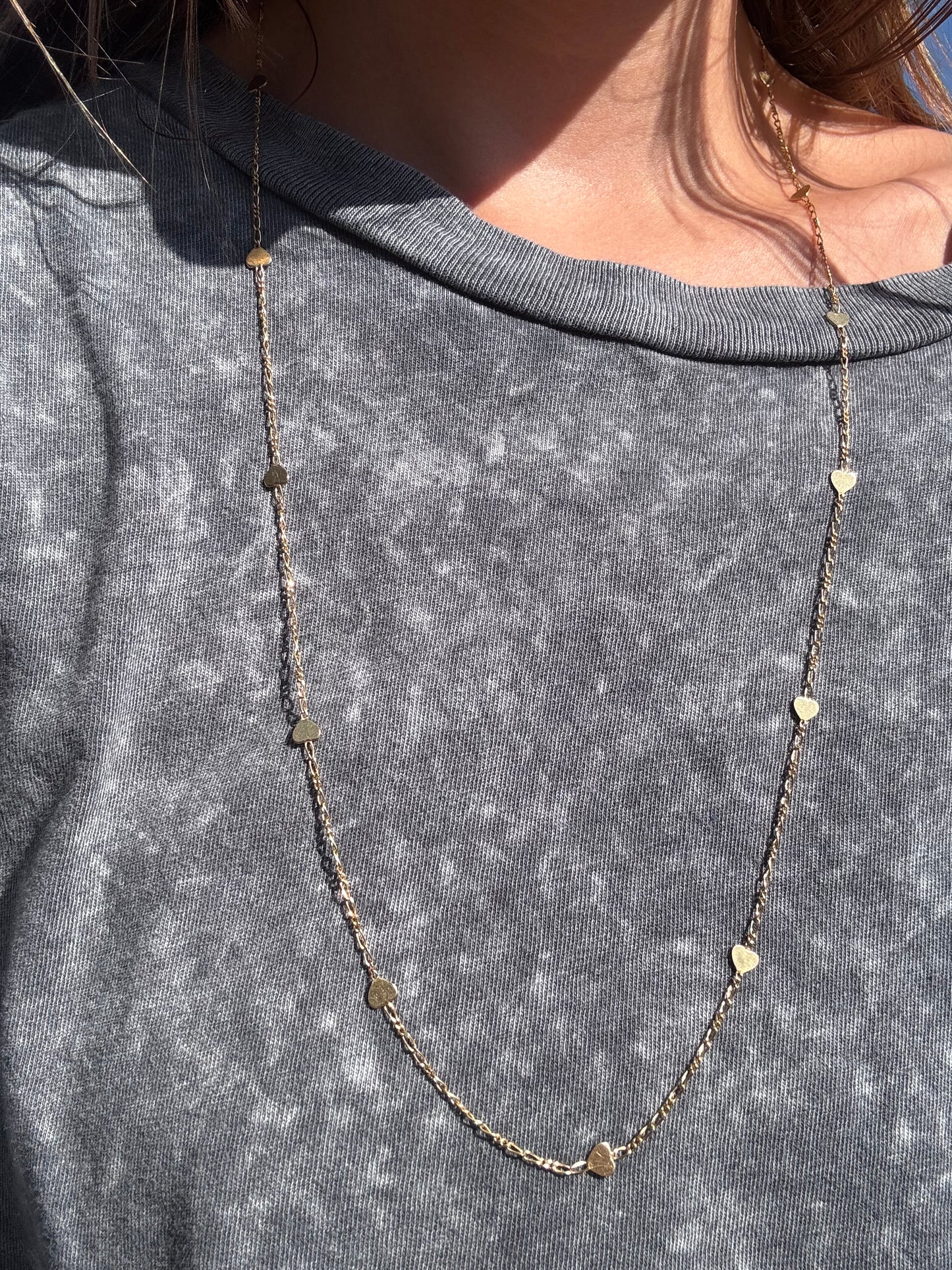14K Long Heart Chain