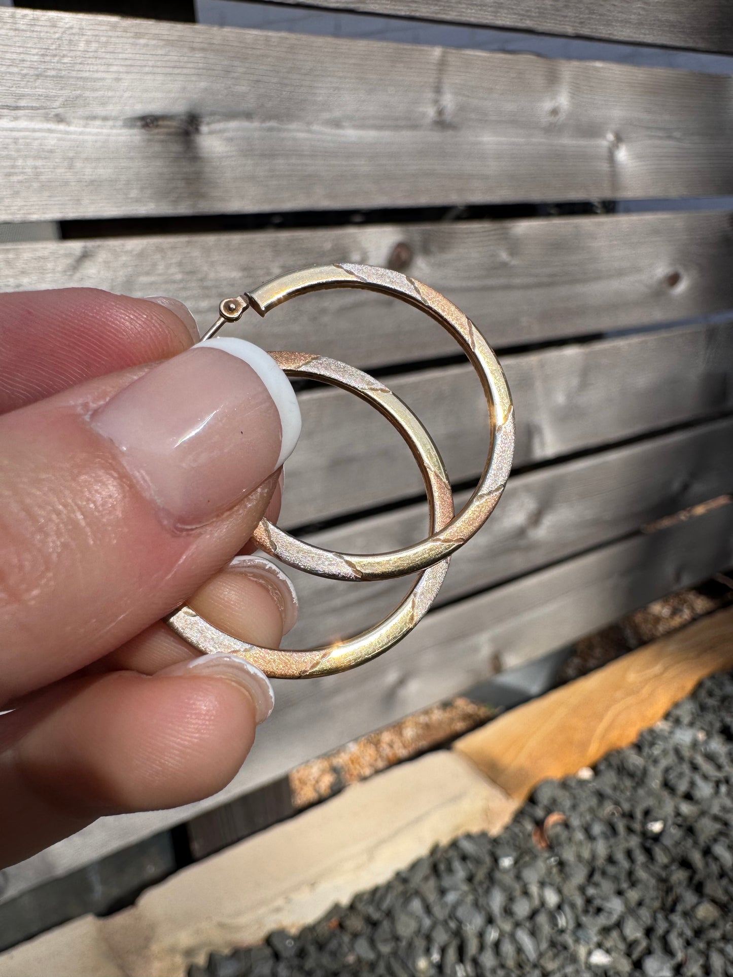 14k Tritone Hoops