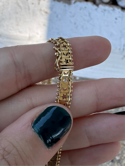 14k star and moon cutout bracelet