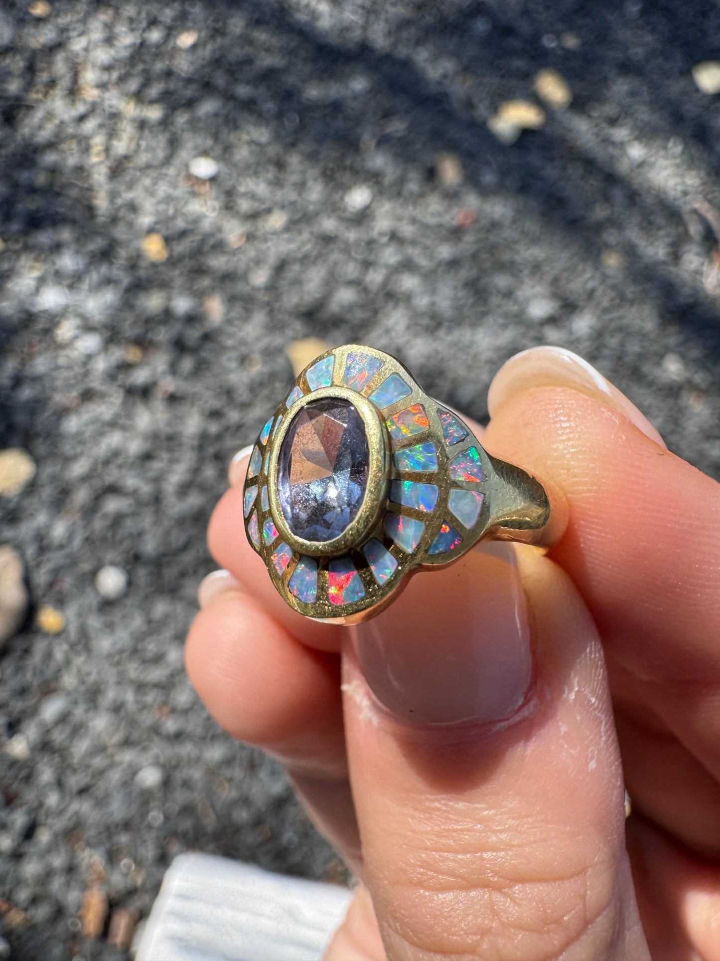 18k Tanzanite Ring with Opals