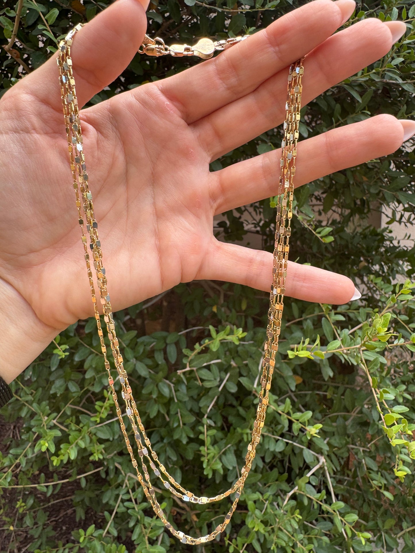 14k Mirror Chain-yellow and white gold