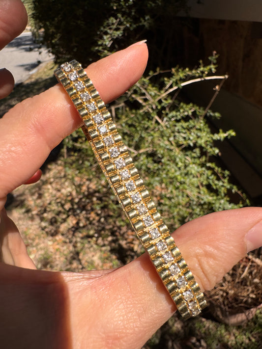 14k Rolex Style Bracelet, 2 ctw diamonds