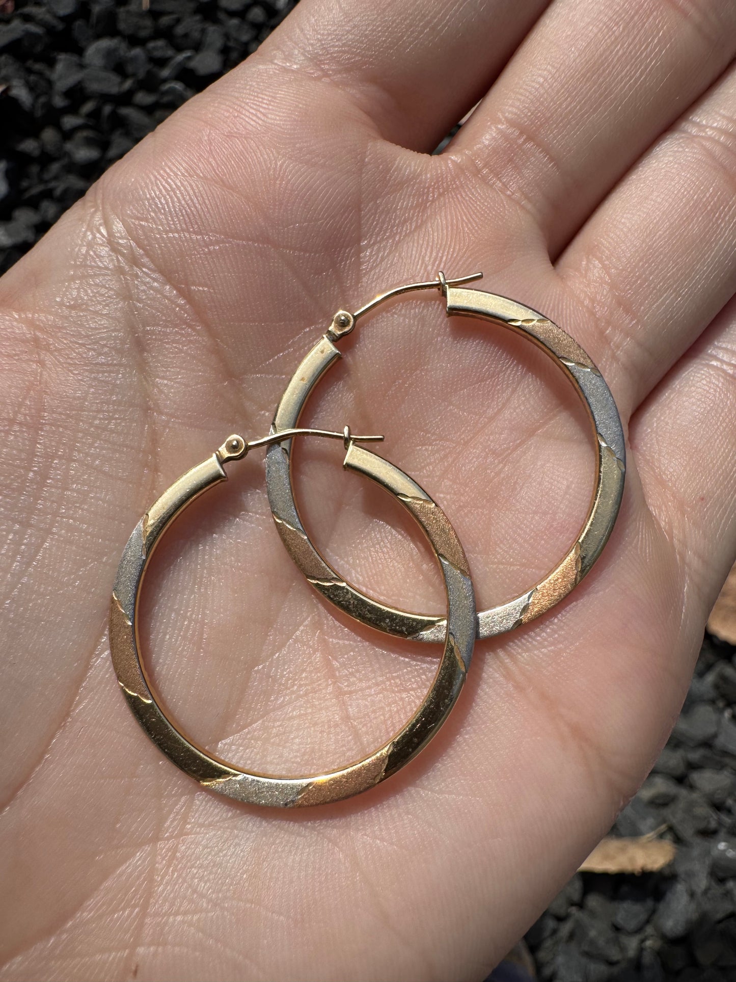 14k Tritone Hoops
