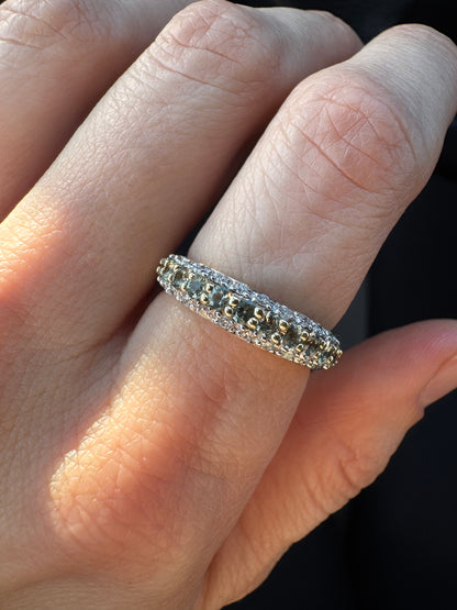 14k Green Sapphire and Diamond Band