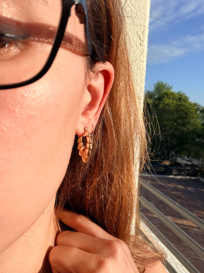 14k Puffy Laurel Leaf Hoops