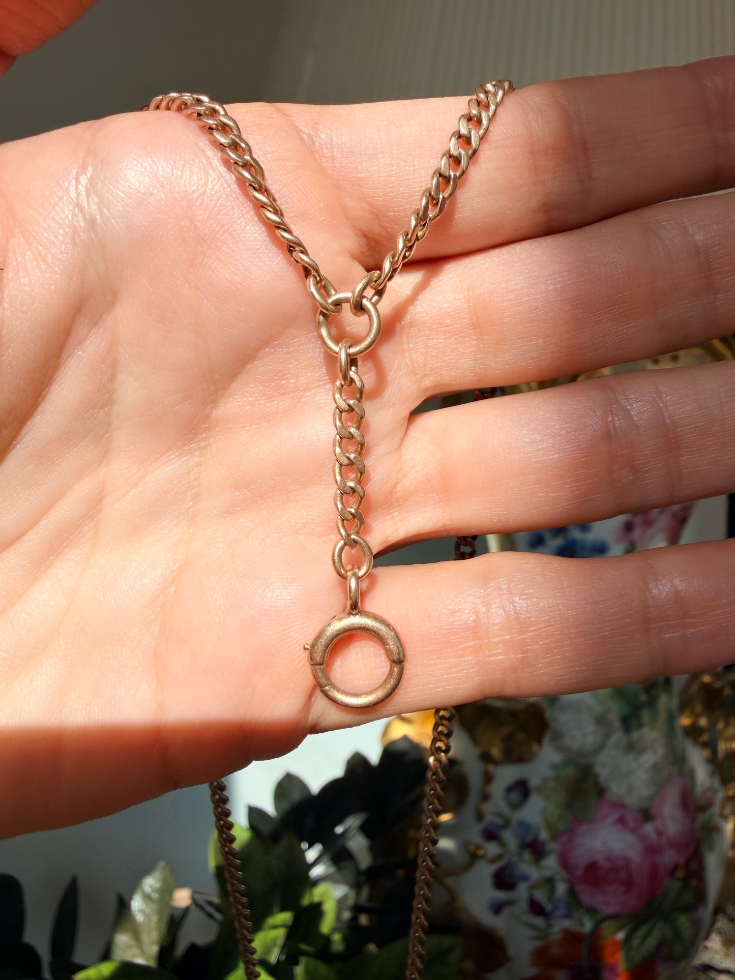 14k Antique Watch Chain, Curb Link