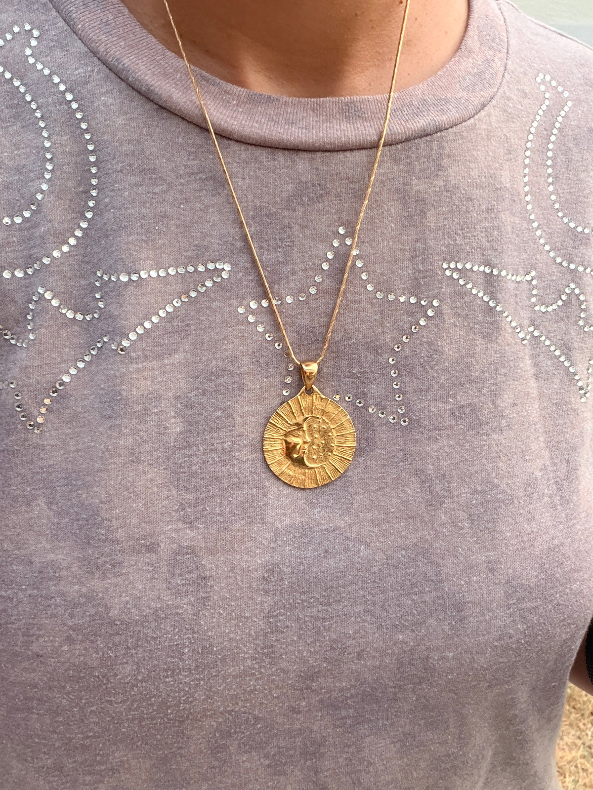 18k Moon and Sun Medallion