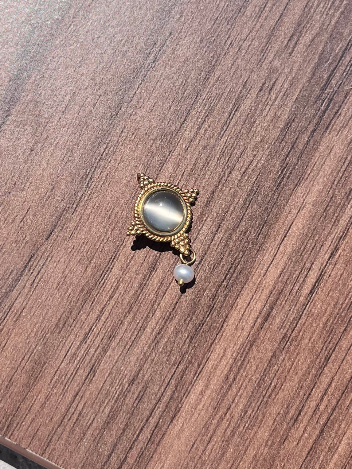 14k star sapphire cat eye with pearl