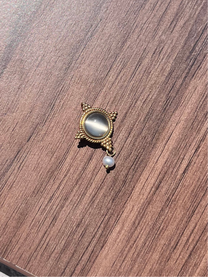 14k star sapphire cat eye with pearl