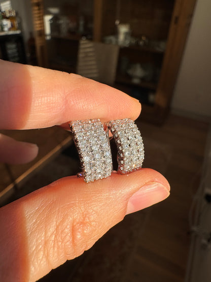 14k White Gold Diamond Earrings, Omega Backs