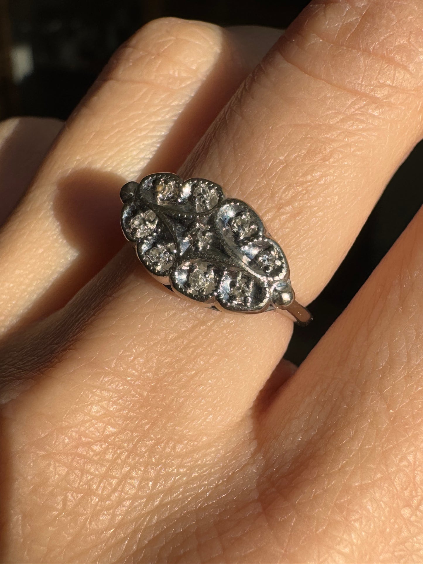 14k White Gold Ring with Diamonds, size 6.25
