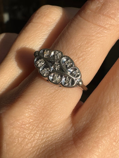 14k White Gold Ring with Diamonds, size 6.25