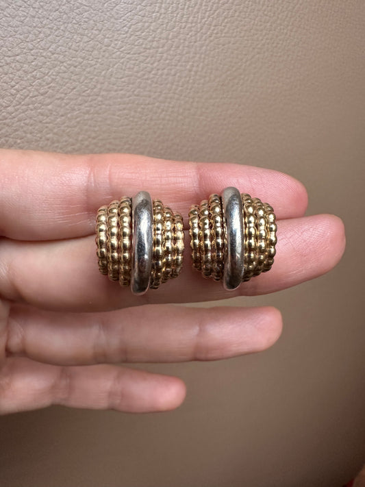 14k yellow and white gold hoops-pushbacks