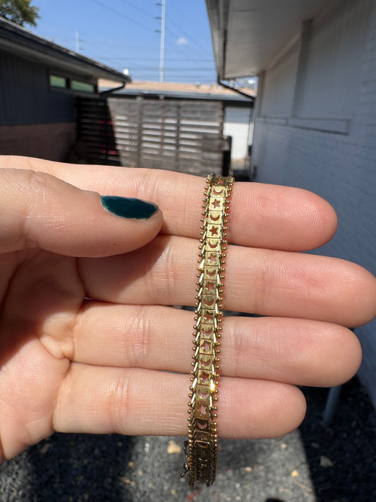 14k star and moon cutout bracelet