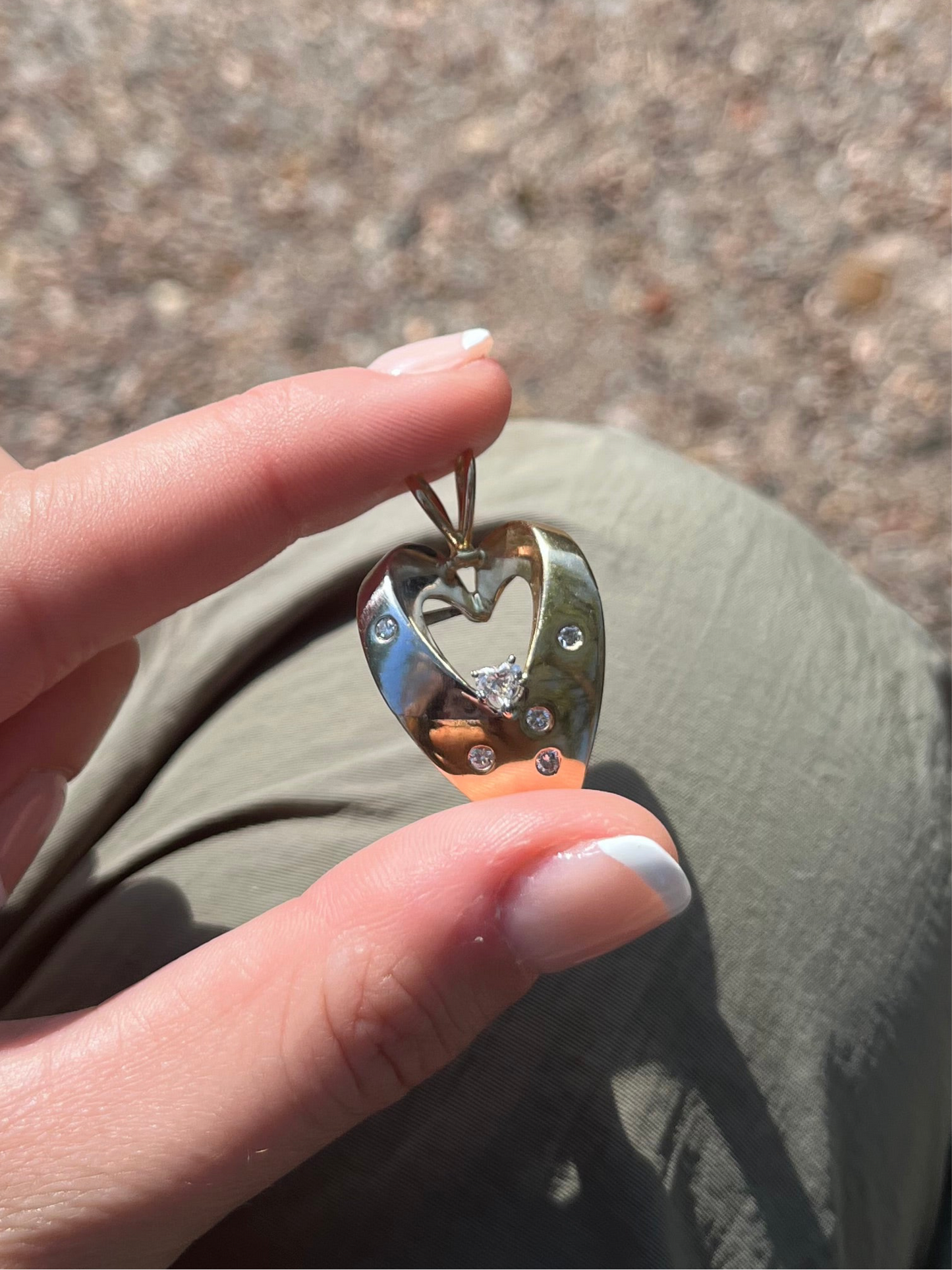 14k Heart Pendant with Heart Diamond