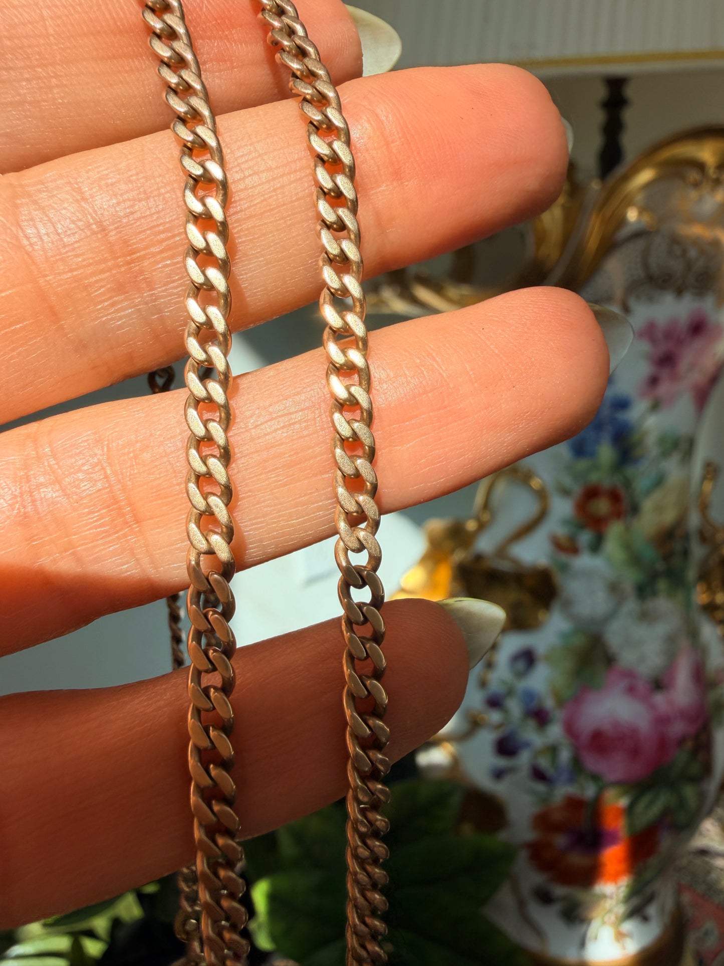 14k Antique Watch Chain, Curb Link
