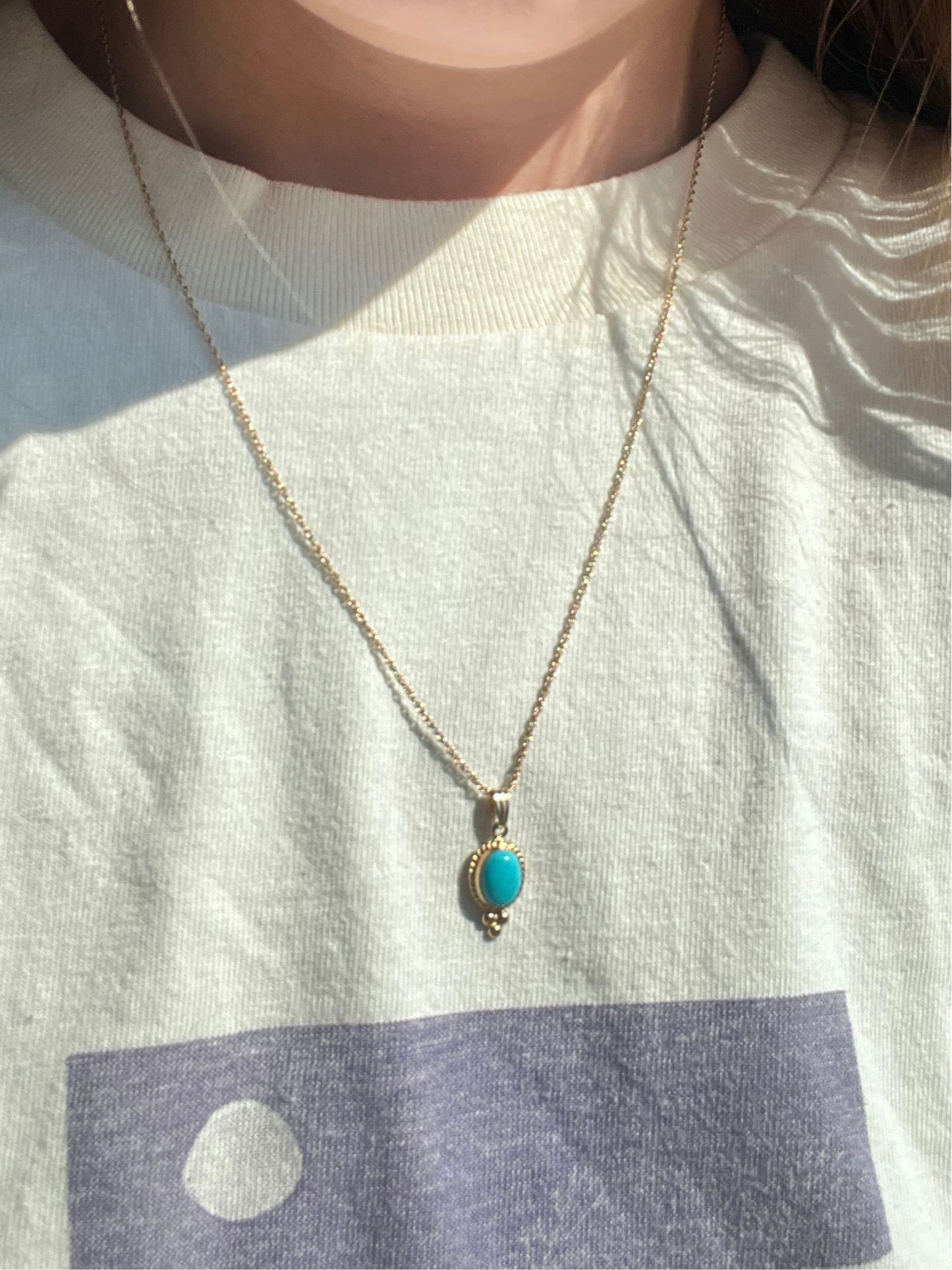 14k turquoise charm with chain