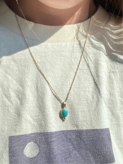 14k turquoise charm with chain