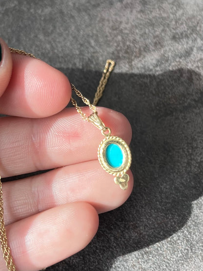 14k turquoise charm with chain