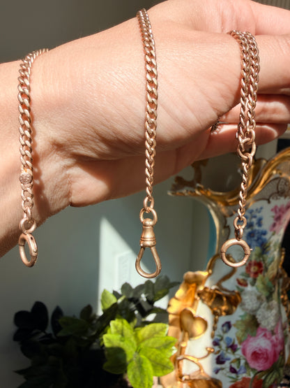 14k Antique Watch Chain, Curb Link