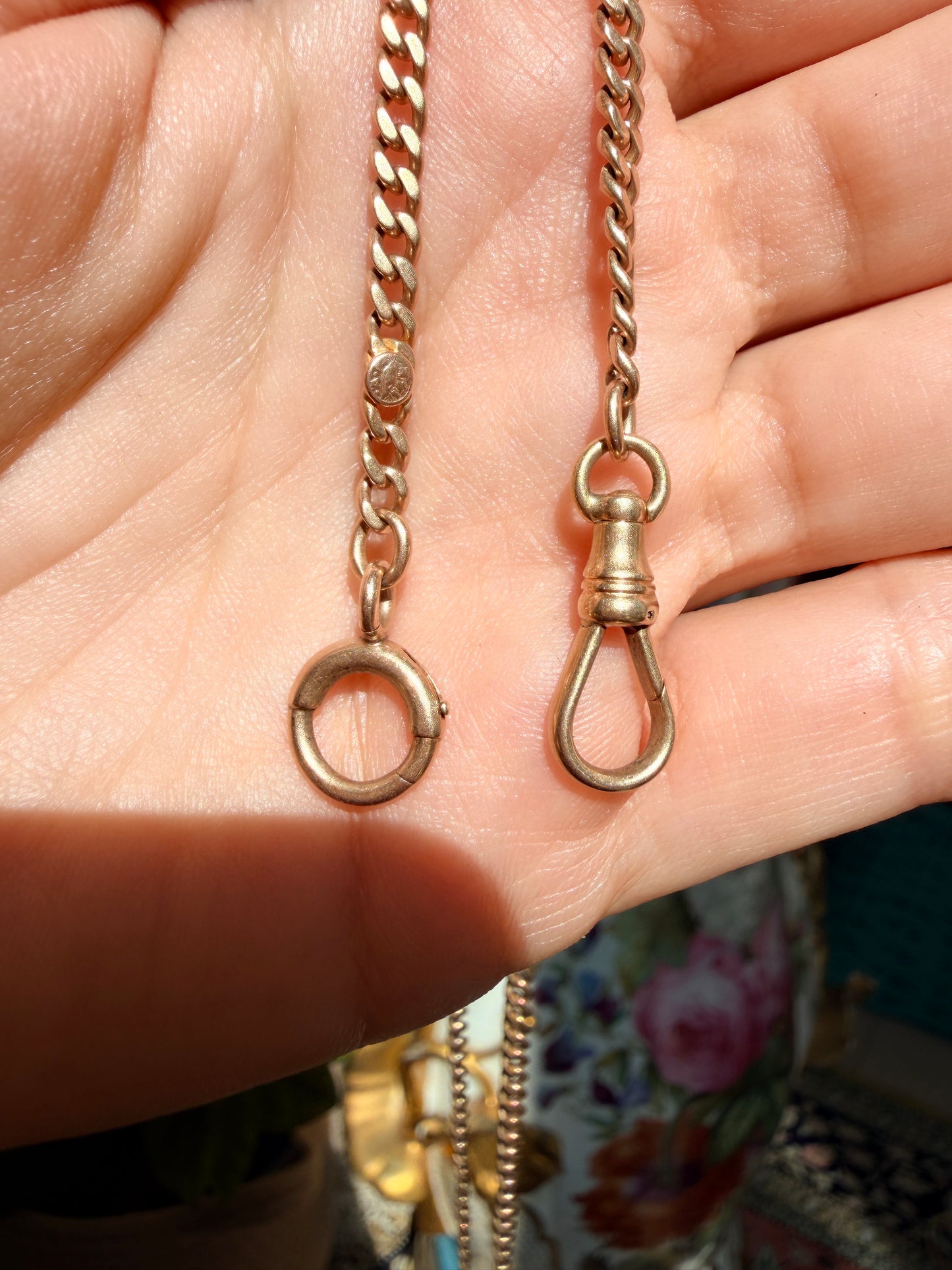 14k Antique Watch Chain, Curb Link