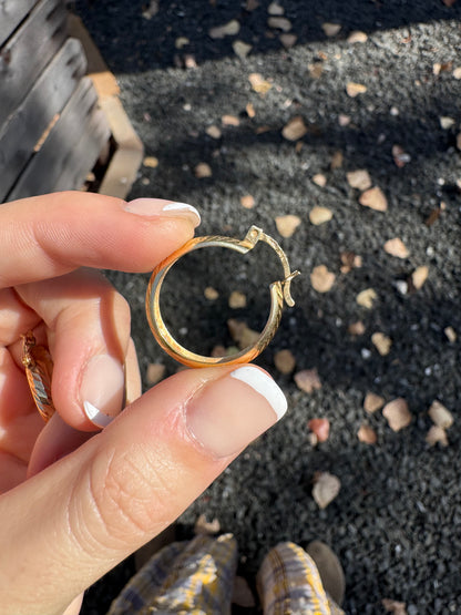 14k Diamond Cut Hoops