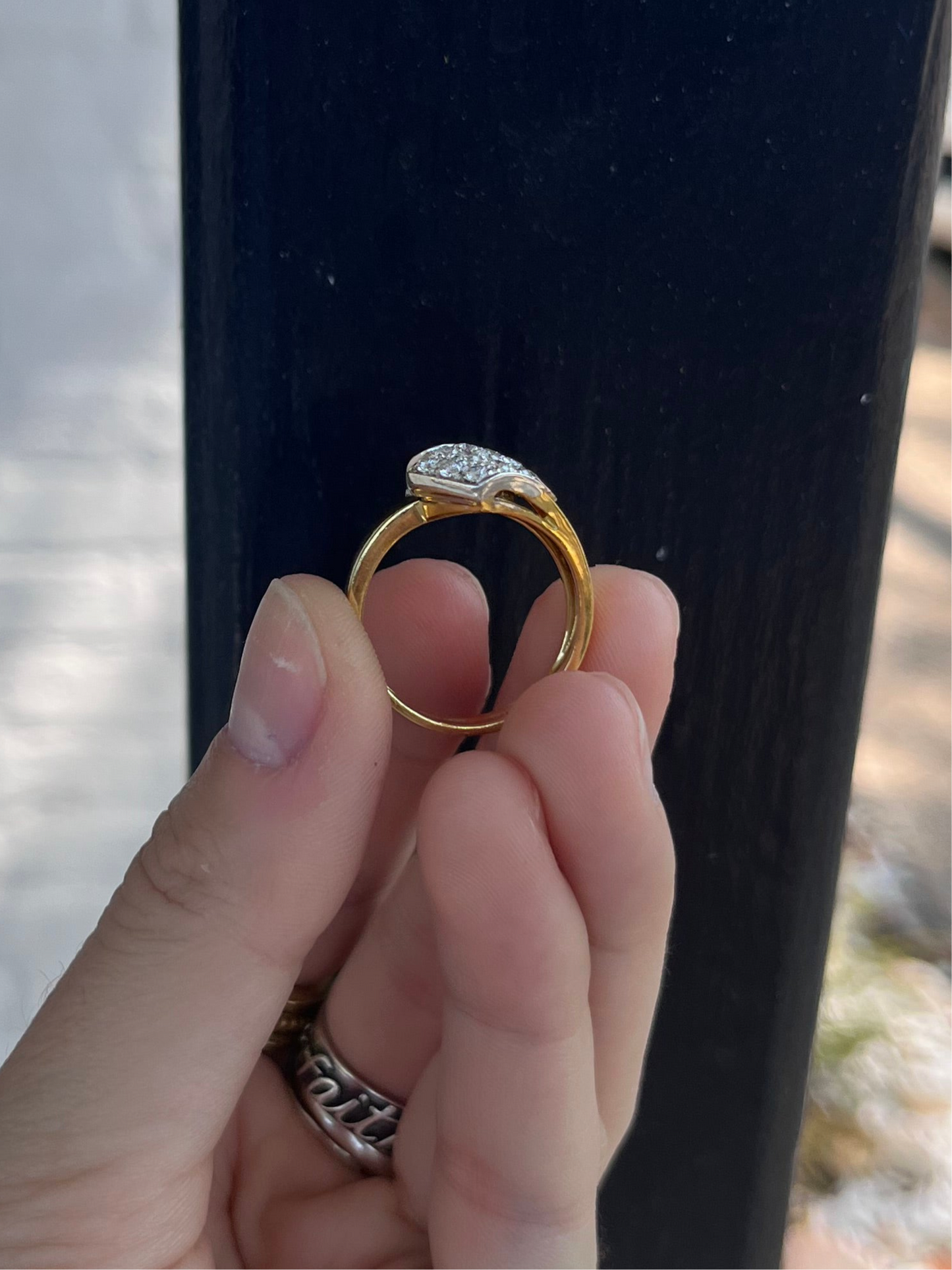 18k Diamond Ribbon Ring, Italian