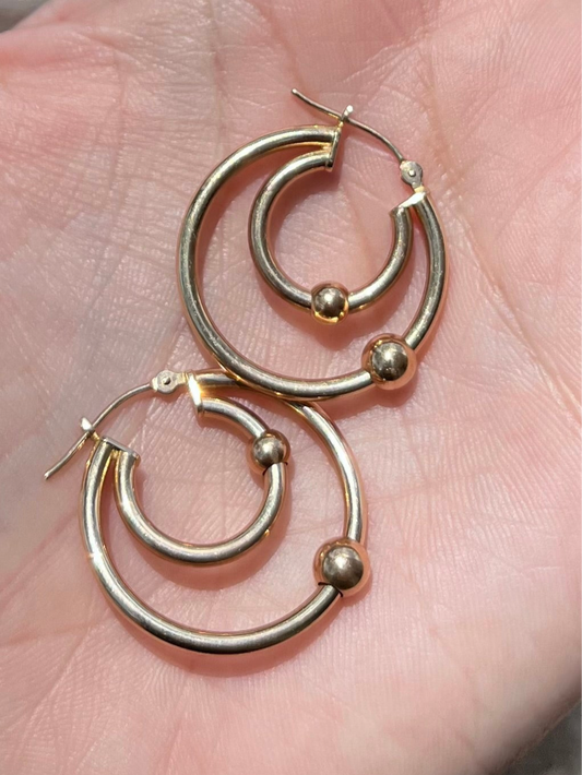 14k Bead Hoops