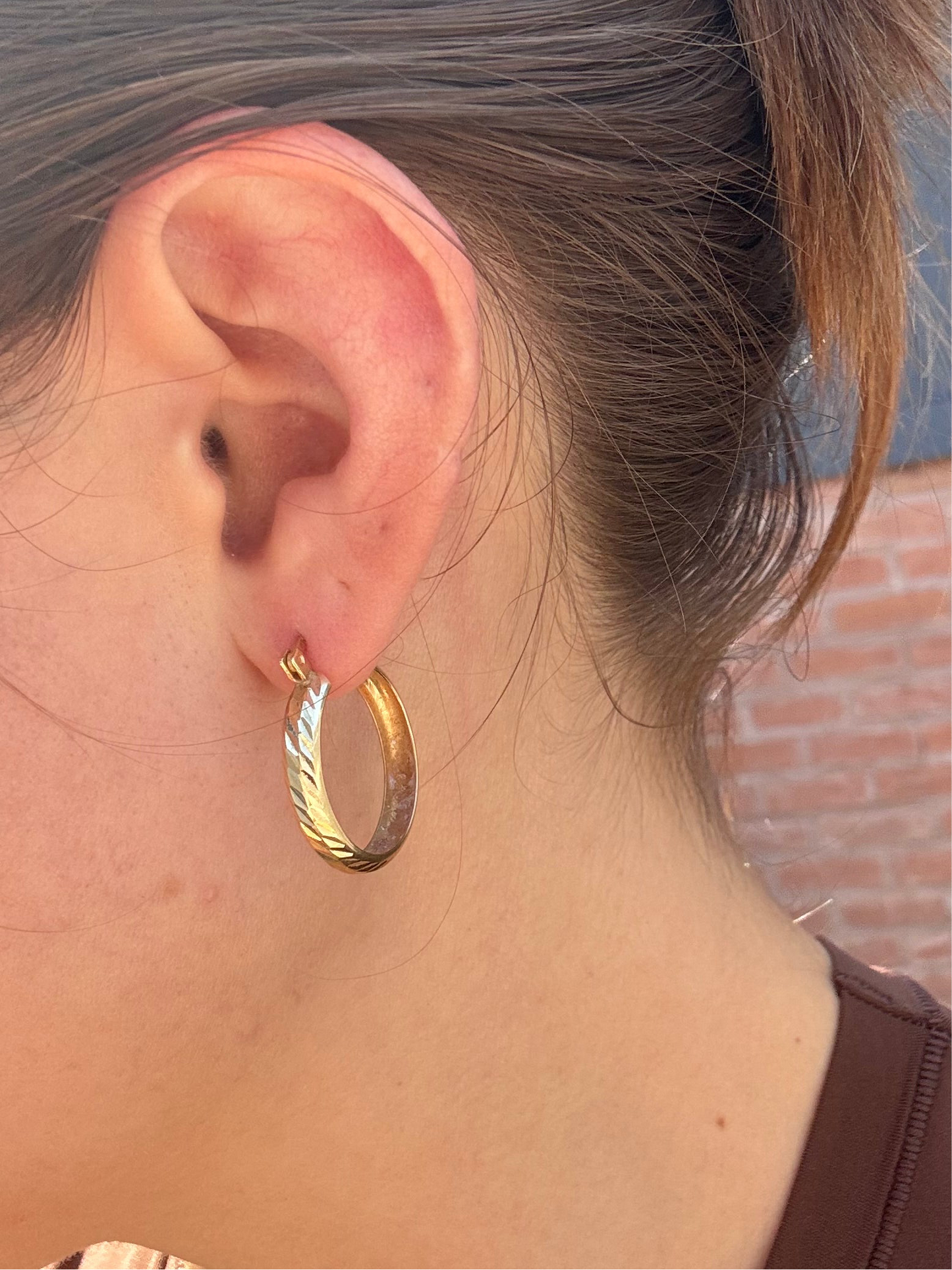 14k Diamond Cut Hoops