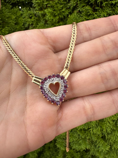 14k Ruby Heart Curb-17”