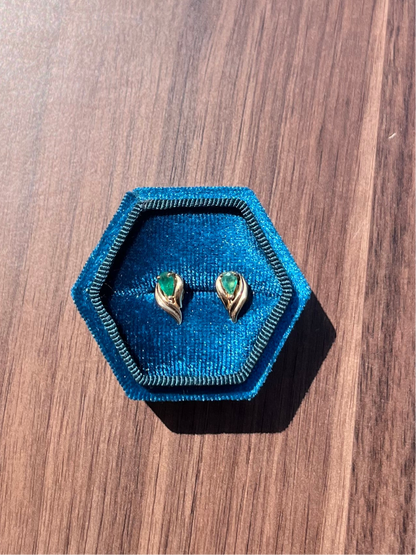 14k Emerald Tear Studs