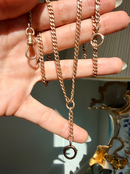 14k Antique Watch Chain, Curb Link