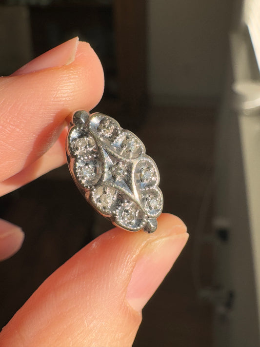 14k White Gold Ring with Diamonds, size 6.25