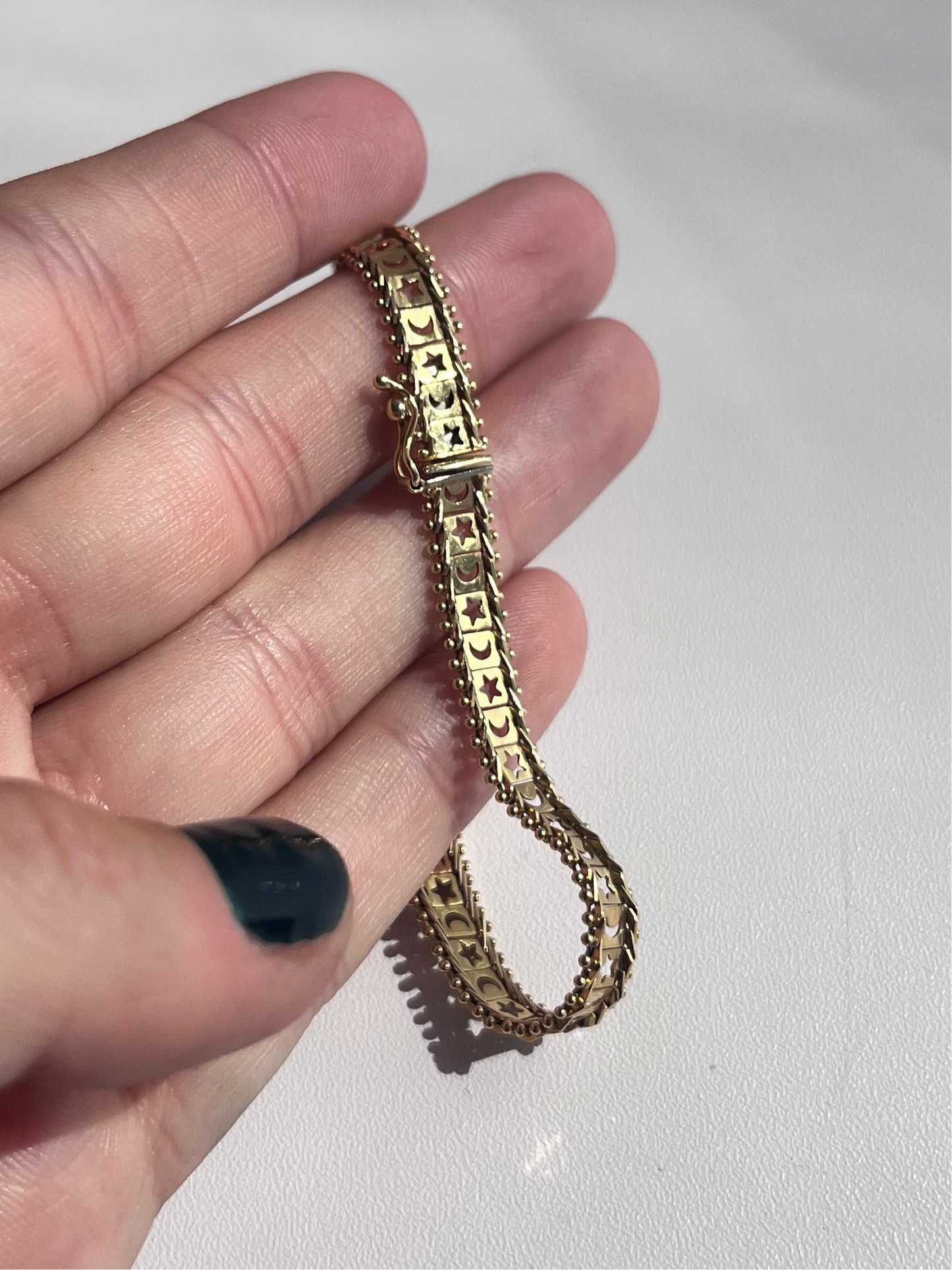 14k star and moon cutout bracelet