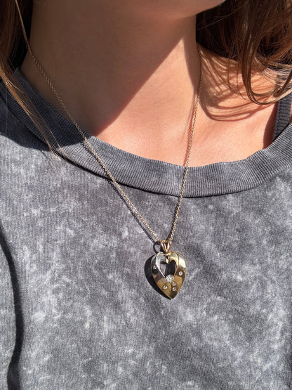 14k Heart Pendant with Heart Diamond