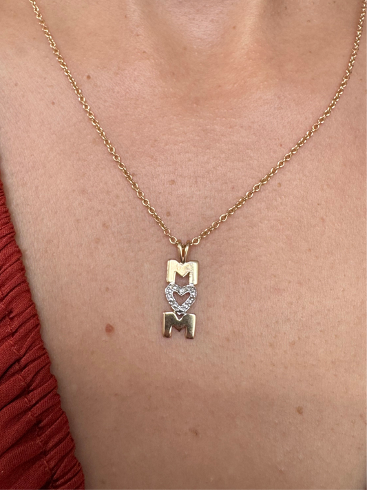 14k MOM charm