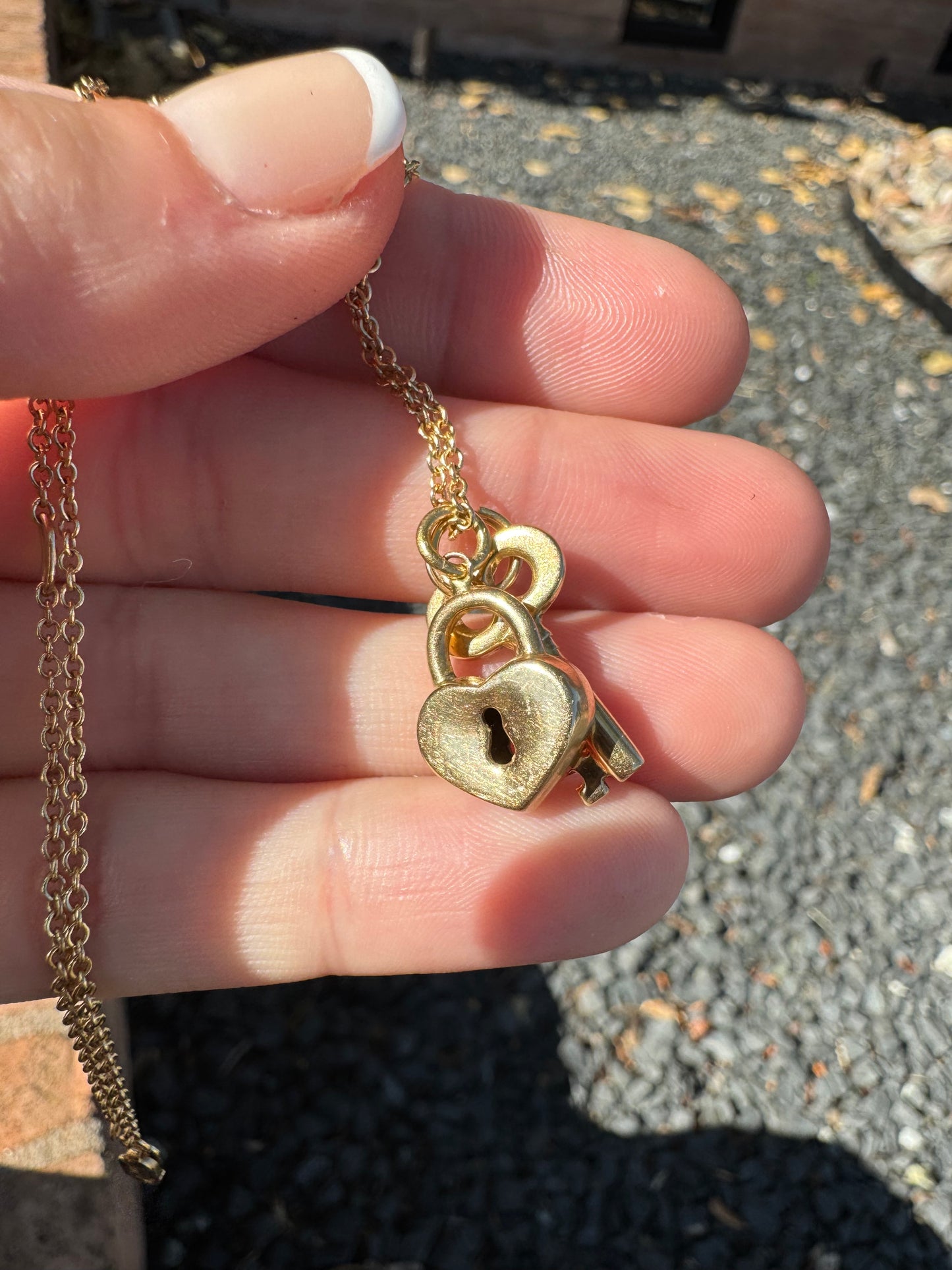 14k Mini Cable Link with Heart & Key Charms