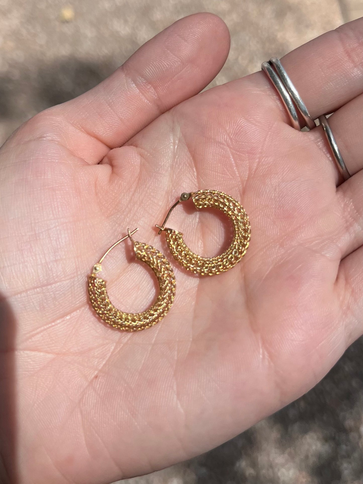 14k Mesh Hoops