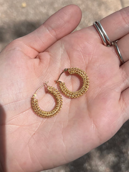 14k Mesh Hoops