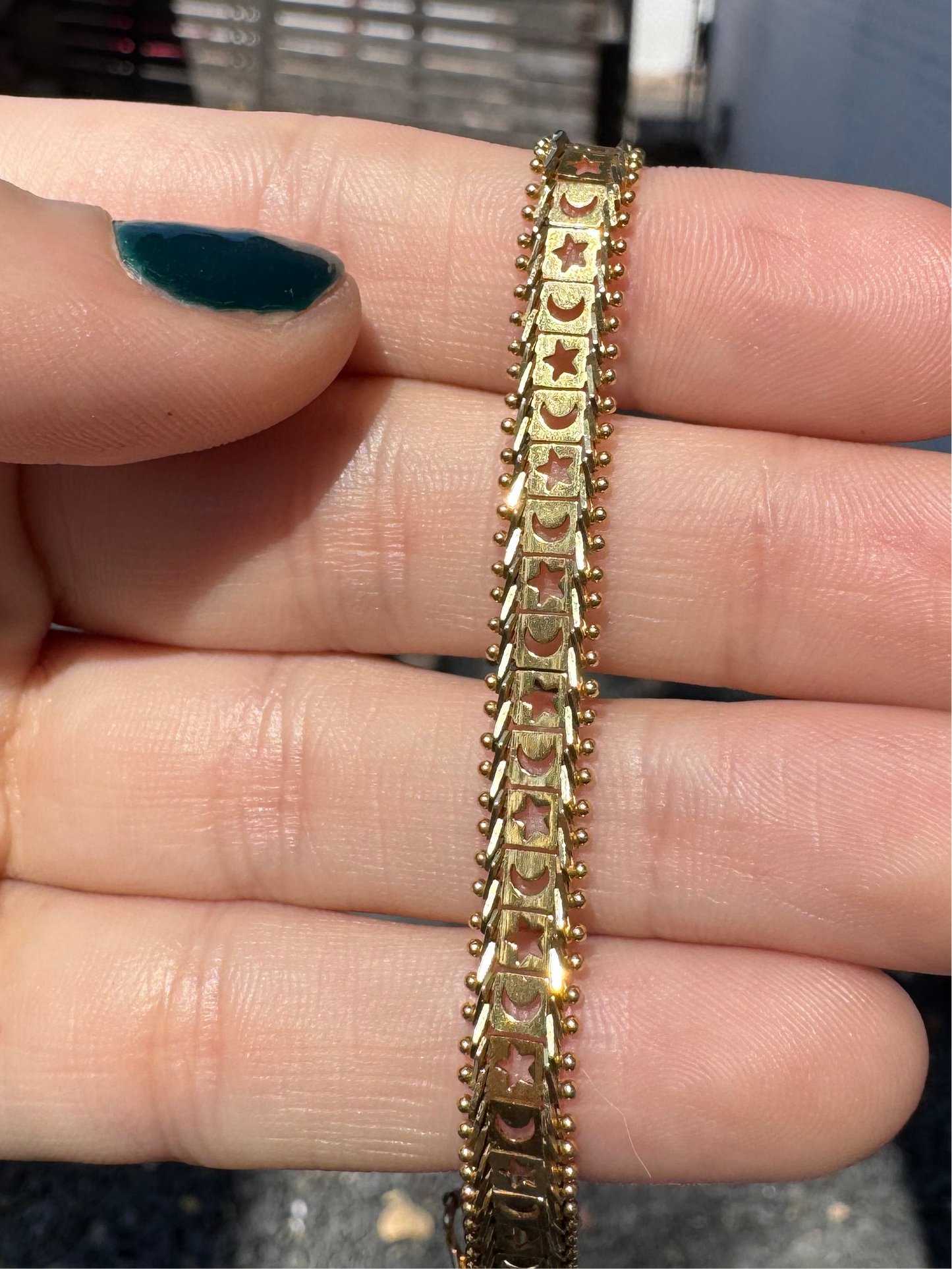 14k star and moon cutout bracelet