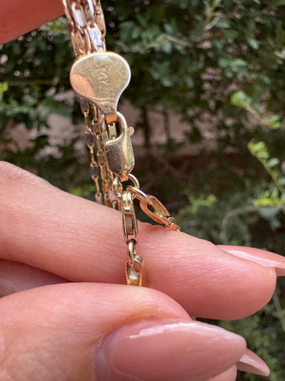 14k Mirror Chain-yellow and white gold