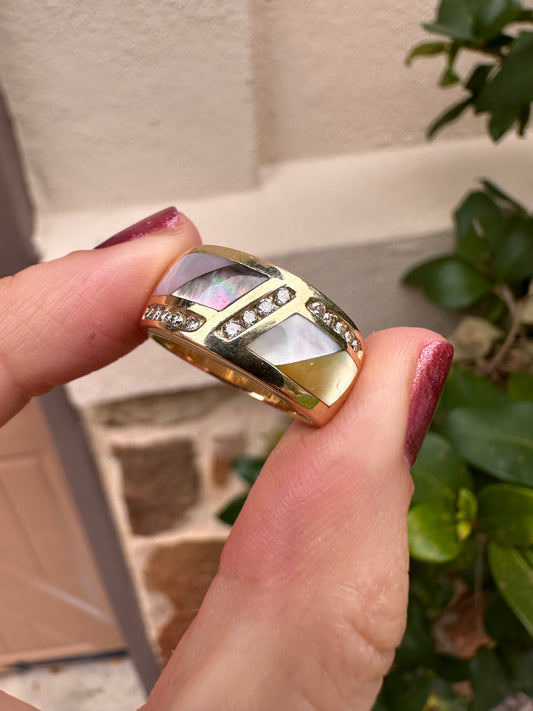 14k mother of pearl inlay ring