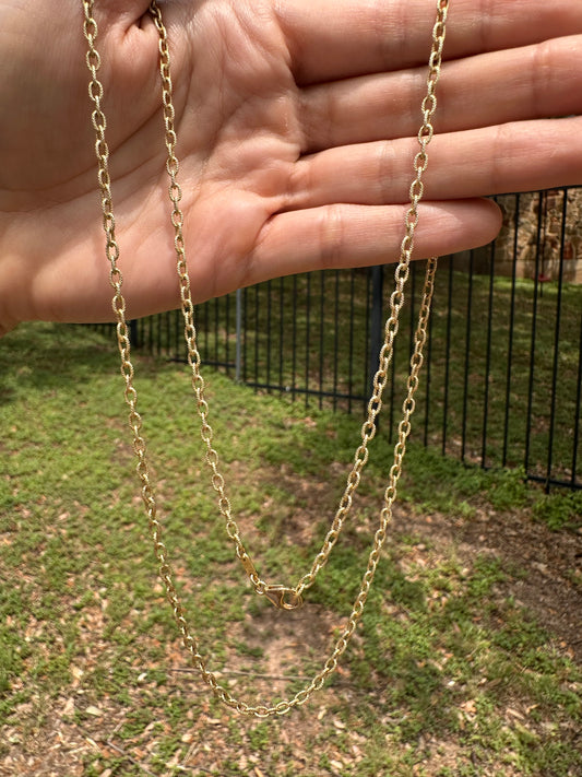 14k paperclip chain-30"
